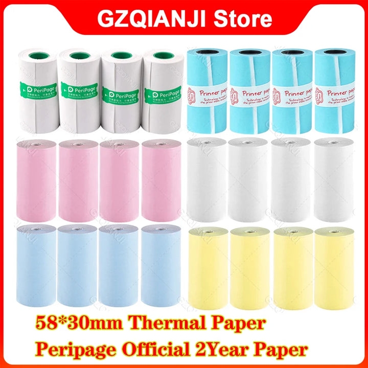 58mm Thermal Paper Rolls 57x30mm White Color Gift DIY Label Receipt Bill for Peripage A6 for Mini Photo Printer.