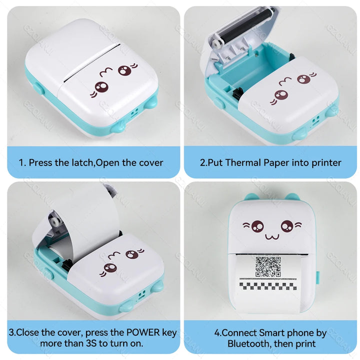 Mini Portable Thermal Printer Wireless Bluetooth Android IOS Printers 2 Color Impresora Termica Maker Machine with Papel
